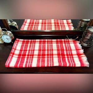 Plaid Red and White Throw, Shawl or Blanket Scarf